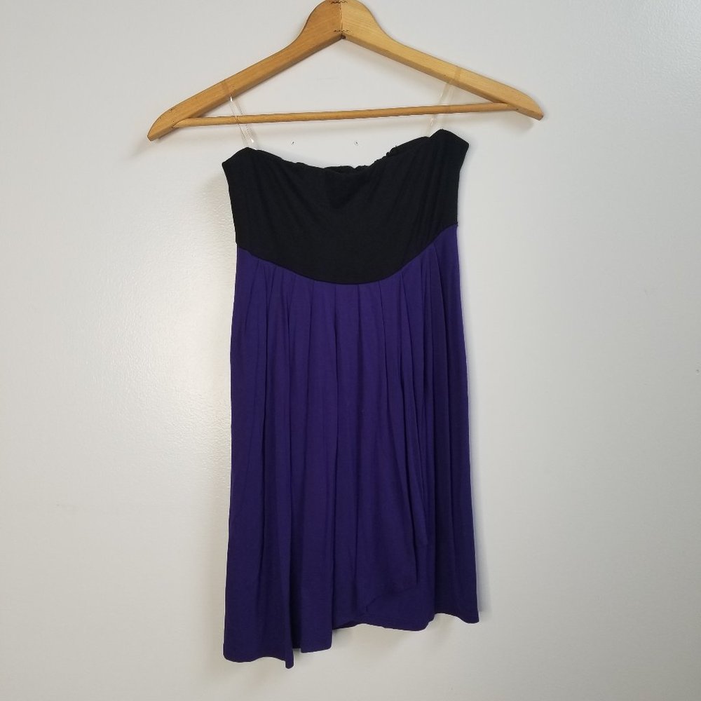 Strapless Black and Purple Mini Dress or Tunic